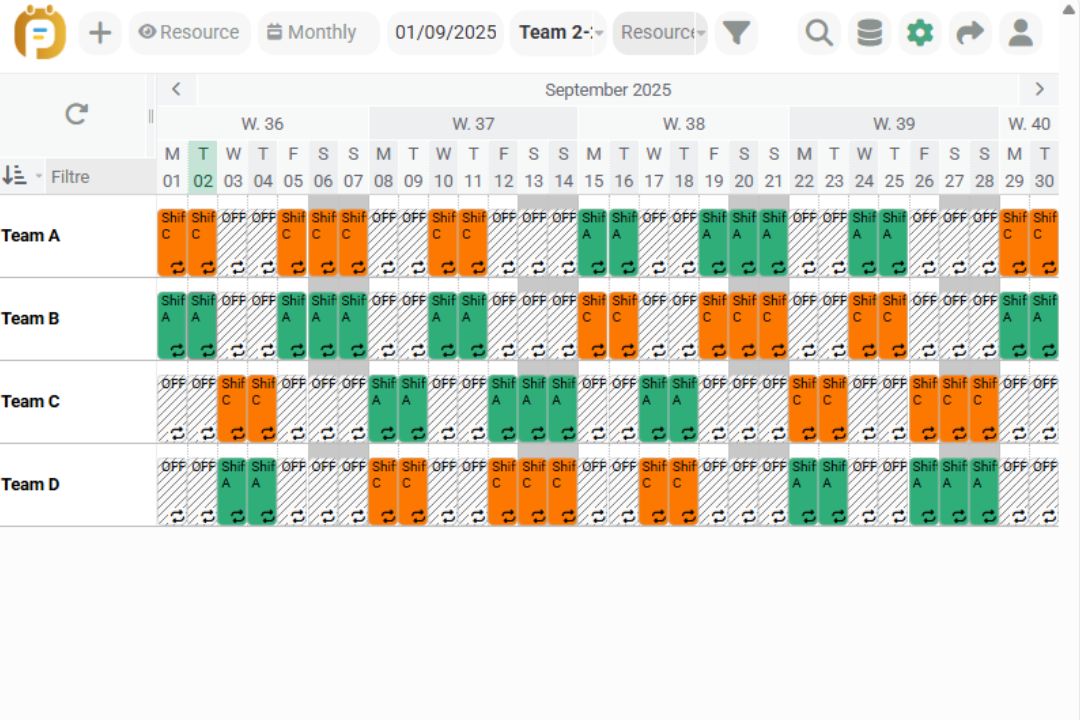 PlanningPME 2-2-3 shift rotating schedule template