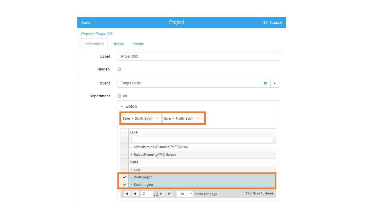 Assigning a project to one or several departments Assigning a project to one or several departments