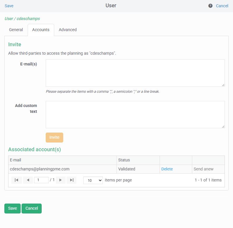User schedule invitation User schedule invitation
