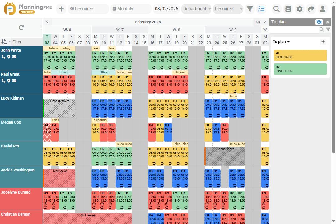 Work shift schedule template