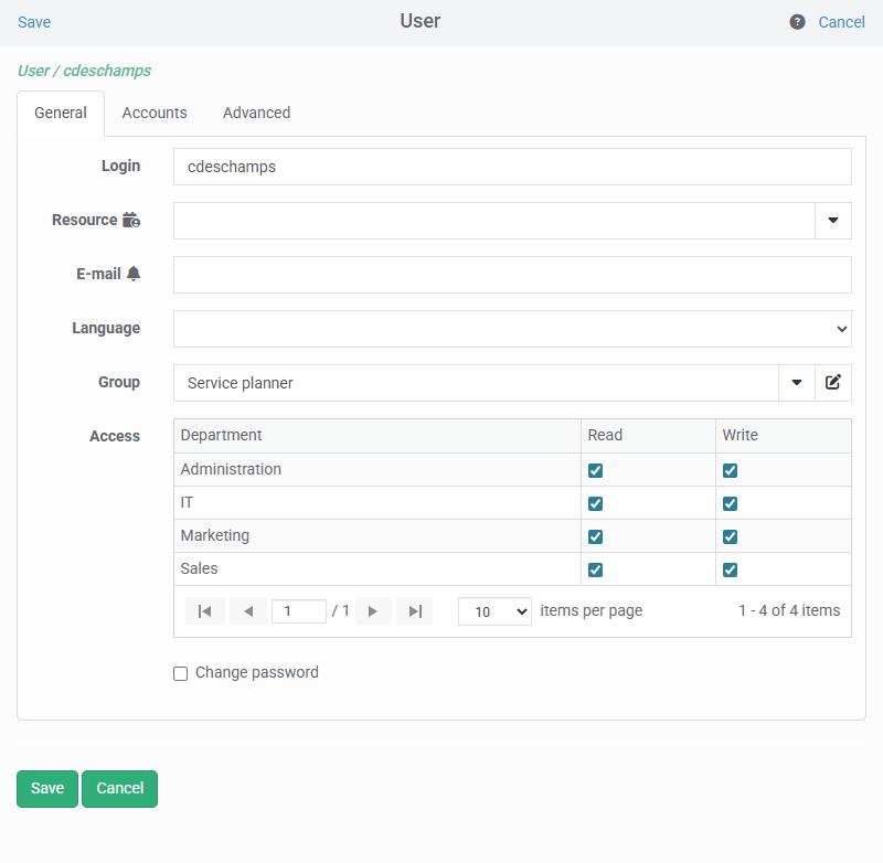 Signature rights for the user